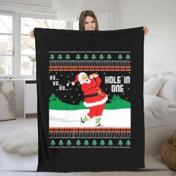 Discover Ho Ho Ho Ugly Santa Golf Jumper Fleece Blankets