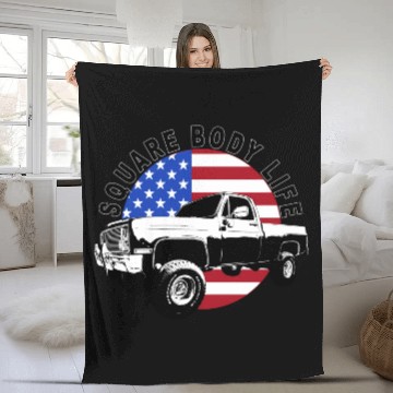 Discover Squarebody Truck 4X4 Square Body Fleece Blankets