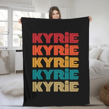 Discover Kyrie Name Given Name Colorful Inline Font Fleece Blankets