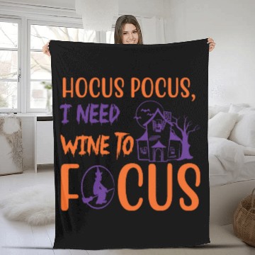 Discover Hocus Pocus I Need Wine To Focus Halloween Fleece Blankets