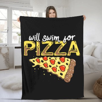 Discover Pizza Swimming Lover Gift Will Swim For Pizza Fleece Blankets