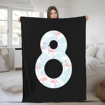 Discover 8 T Shirt8 Flamingo Pattern Number Fleece Blankets