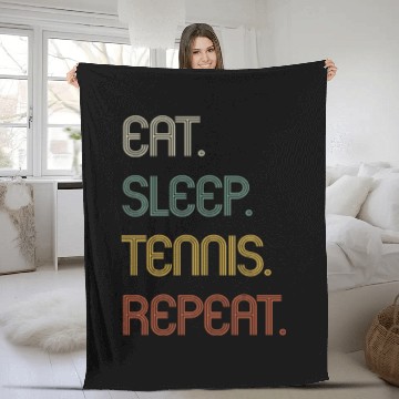 Discover Eat Sleep Tennis Repeat Funny Gift Fleece Blankets