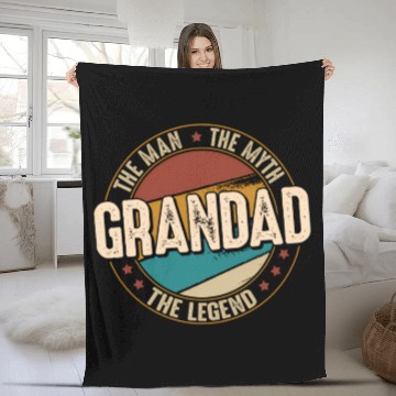 Discover Grandad Myth Legend Fathers Day Grandad Fleece Blankets