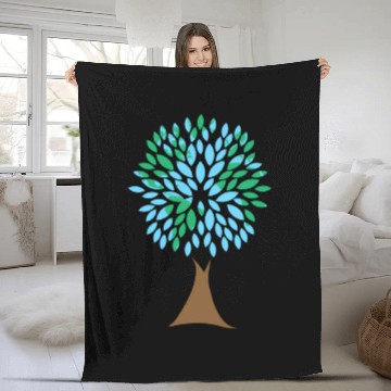 Discover Earth Day Tree With Leaves Image Of Our Planet Fleece Blankets