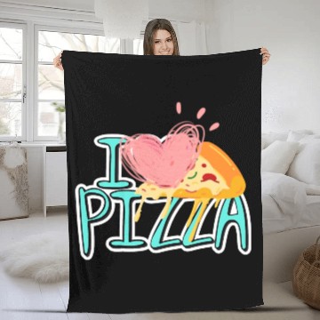 Discover i love pizza Fleece Blankets