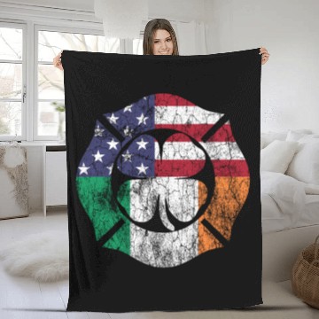 Discover Firefighter St Patric Day Irish American Flag Fleece Blankets