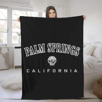 Discover Palm Springs California Ferris Wheel Palm Trees Fleece Blankets