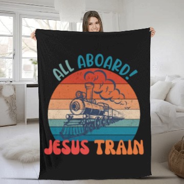 Discover All Aboard! Je-sus Train Fleece Blankets