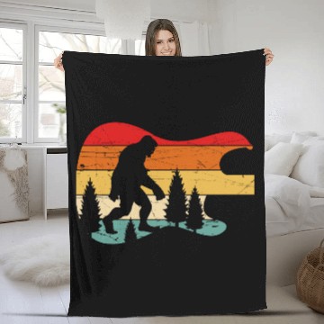Discover Bigfoot Guitar Vintage Sasquatch Believers Fleece Blankets