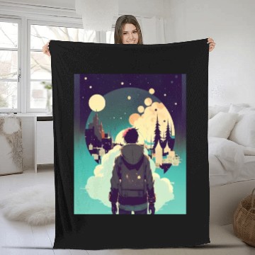 Discover Whispers of the Night Captivated by a Cityscape Fleece Blankets