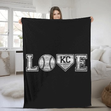 Discover Baseball Kansas City Love Blue Color Royal Fleece Blankets