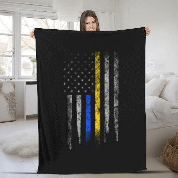 Discover Gold Blue Line 911 Police Dispatcher First Fleece Blankets