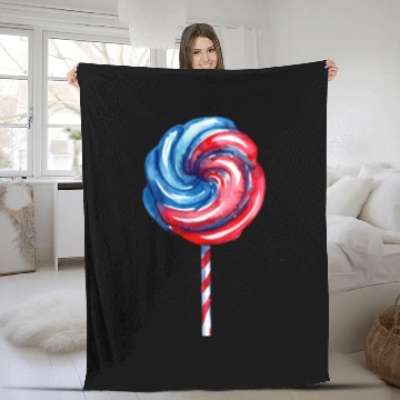 Discover USA 4th of July - Red White and Blue Lollipop Fleece Blankets