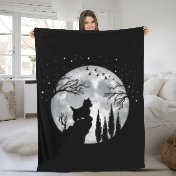 Discover Yorhire Terrier Full Moon At Night Pet Fleece Blankets