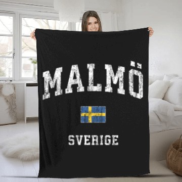 Discover Malmo Sweden Sverige Athletic Sports Fleece Blankets