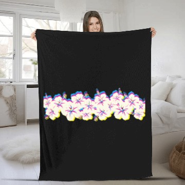 Discover Hawaii Hibiscus Flower Row 1970S Glitch Aesthetic Fleece Blankets