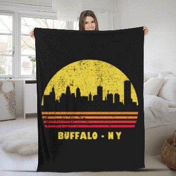Discover Sunset Buffalo Ny yline Fleece Blankets