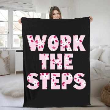 Discover Work the Steps pink floral Fleece Blankets