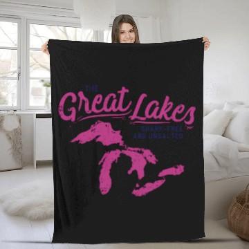 Discover Great Lakes Shark Free Unsalted Summer Vacation Fleece Blankets