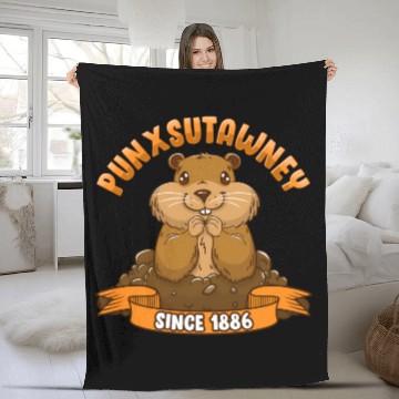 Discover Groundhog Day Phil Ground Hog Punxsutawney Fleece Blankets
