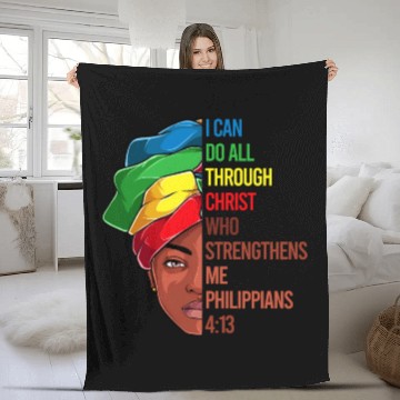 Discover African American Jesus Christian Black Fleece Blankets