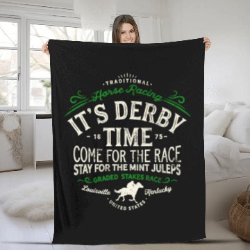 Discover Derby Time Louisville Kentucky Horse Racing Fleece Blankets