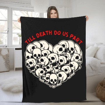 Discover Till Death Do Us Part Skulls Heart ©WhiteTigerLLC Fleece Blankets