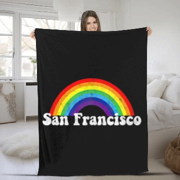 Discover San Francisco LGBTQ Gay Pride Rainbow Premium Fleece Blankets