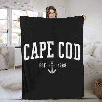 Discover Cape Cod Massachusetts 1788 Nautical Look Fleece Blankets