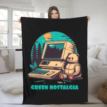 Discover Green Nostalgia Toy Bear Nature Computer Fleece Blankets