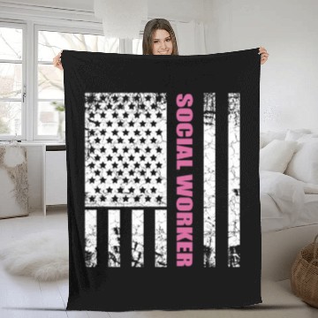 Discover Social Worker US Flag USA Stars and Stripes Fleece Blankets