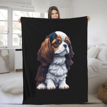 Discover Cavalier King Charles Spaniel Dog Puppet Fleece Blankets