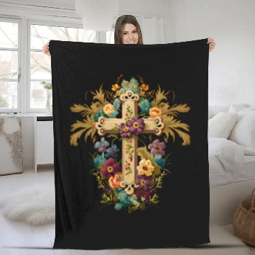 Discover Jesus Cross Painting Fleece Blankets