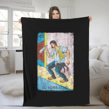 Discover Loteria El Borracho Colorful Tarot Card Fleece Blankets