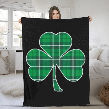 Discover St Patric Day Irish Green Buffalo Plaid Shamrock Fleece Blankets