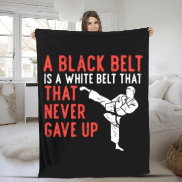 Discover Black Belt Never Gave Up Karate Taekwondo Fleece Blankets