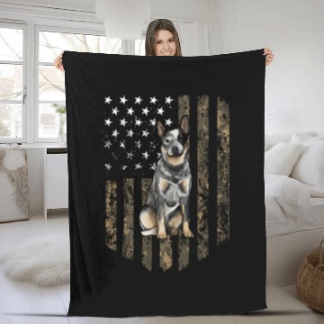 Discover Camo American Flag Australian Cattle Dog 4Th Of Fleece Blankets