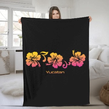 Discover Yucatan Mexico Hibiscus Souvenir Vacation Fleece Blankets