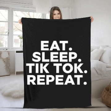 Discover Eat Sleep tiktok Repeat retro vintage colors Fleece Blankets