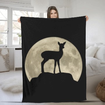 Discover Roe Deer Moon Forest Animal Lovers Gift Fleece Blankets