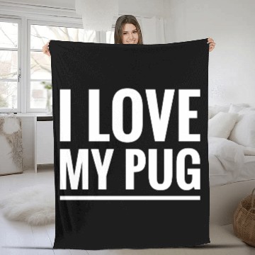 Discover i love my pug Fleece Blankets