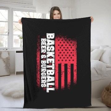 Discover Basketball Beer And Burgers Us Flag Design Fleece Blankets