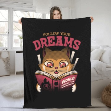 Discover Follow Your Dreams Cat World Domination Fleece Blankets