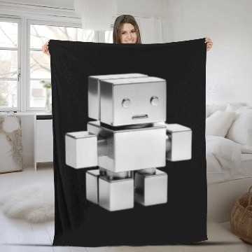 Discover Tiny cube robot Fleece Blankets