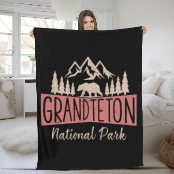 Discover Vintage Grand Teton National Park Us Mountains Fleece Blankets