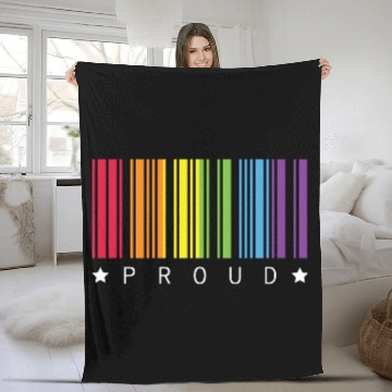 Discover Proud Star Rainbow Barcode LGBTQ Pride Month Gift Fleece Blankets