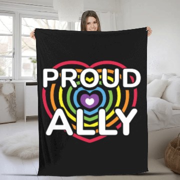 Discover Proud Ally Rainbow Heart LGBTQIA Pride Month v01 Fleece Blankets