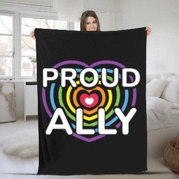 Discover Proud Ally Rainbow Heart LGBTQIA Pride Month v02 Fleece Blankets
