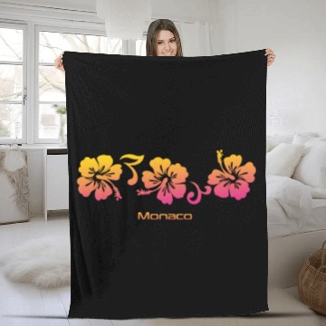 Discover Monaco Hibiscus Souvenir Vacation Fleece Blankets